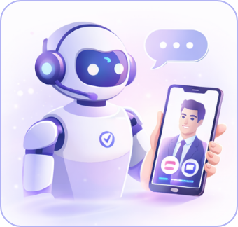 AI robot ve video görüşmeli telefon — telefon mülakatı